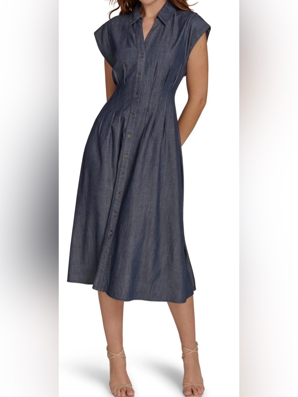 NWT Tommy Hilfiger Dark Blue Button-Front Denim Dress - Size 10